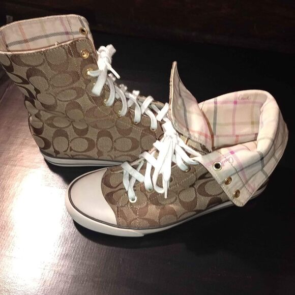 coach hightop canvas sneakers size 8 1/2 - Picture 1 of 6